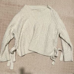 Axes Femme Cable Knit Sweater with Ribbons